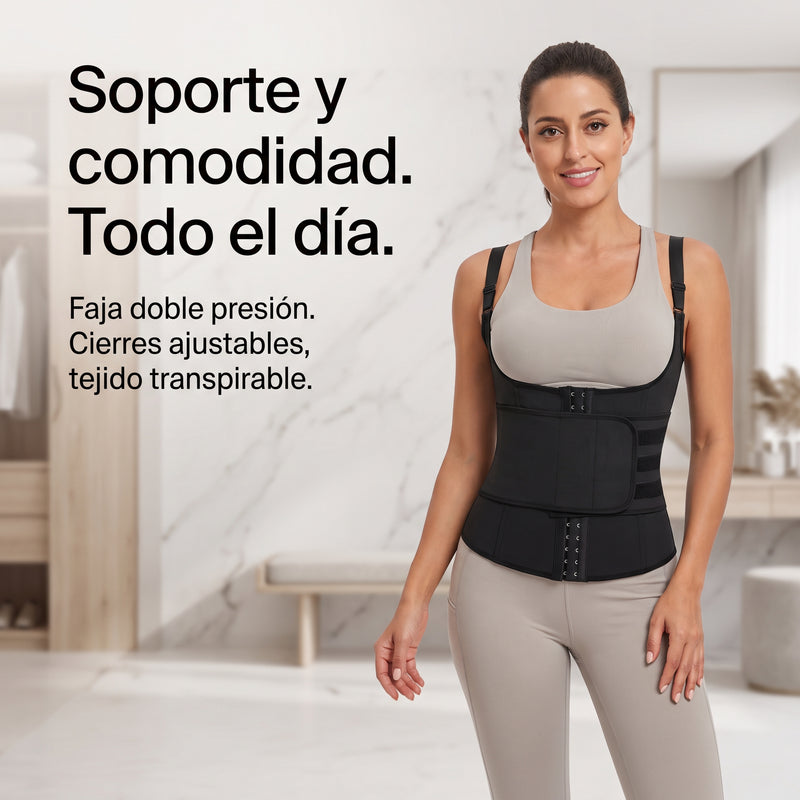 Faja Doble Compresión Tipo Chaleco — con cierres ajustables y tejido transpirable