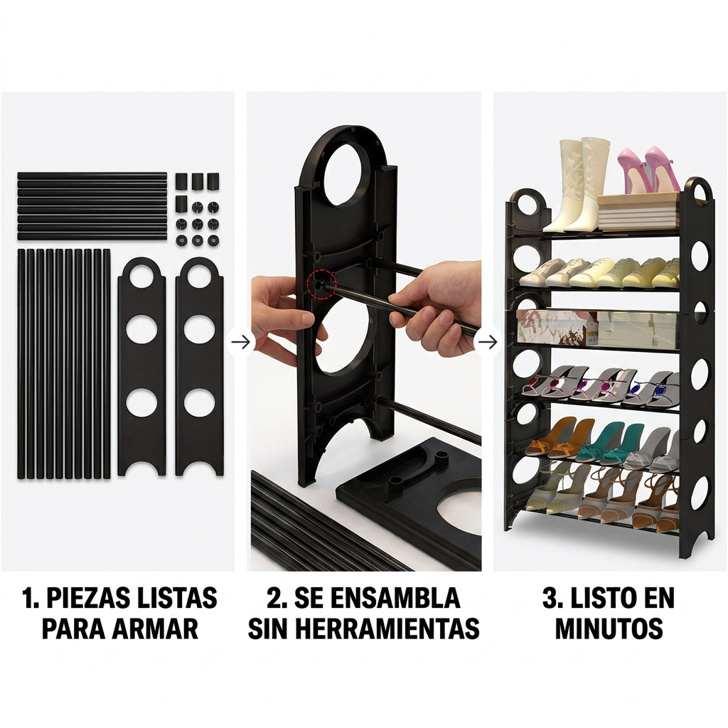 Zapatero Organizador Modular de 4 a 6 Niveles Fácil de Armar