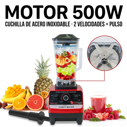 Licuadora Eléctrica 500W con 2 Velocidades y Función Pulso